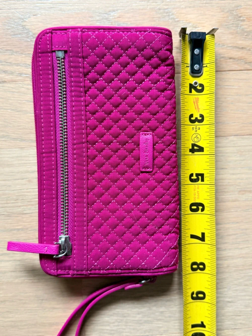 Vera Bradley Hot Pink Quilted RFID Zip Around Wristlet Wallet